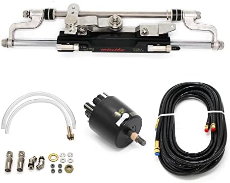 Winibo ZA0350 Marine Hydraulic Outboard Steering Kit for Outboard up to 300HP with Helm Pump, Compact Cylinder, Tubing (Others)