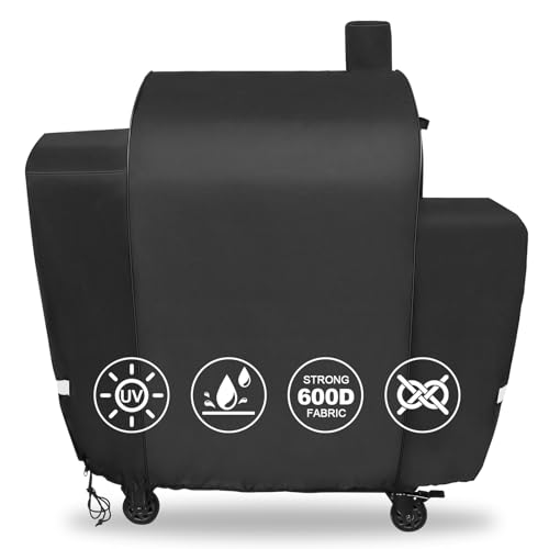 QuliMetal Grill Cover for Pit Boss Platinum Laredo 1000 Wood Pellet Grills PB1000PL - 600D Heavy Duty Waterproof Fade Resistant Pit Boss Laredo 1000 Grill Cover with Elastic Drawstrings&Zipper Design