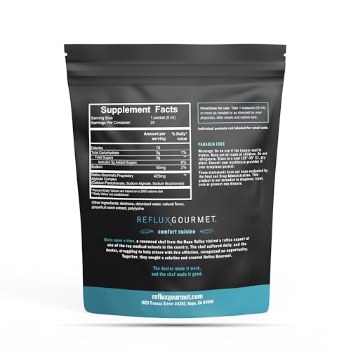 Image of REFLUX GOURMET Natural Heartburn Acid Reflux Relief Support Supplement for GERD, LPR, Indigestion, Aid for Intermittent Fasting, Alginate Therapy, Single Serve 25 Pack, Mint Chocolate /Vanilla Caramel