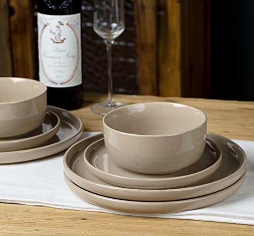 Famiware 4 Pieces Salad Plates Set, 7.5 Inches Dessert Plates, Scratch Resistant, Stoneware Dinnerware, Kitchen Modern Rustic Serving Dishes, Cinnamon Brown #TOP4