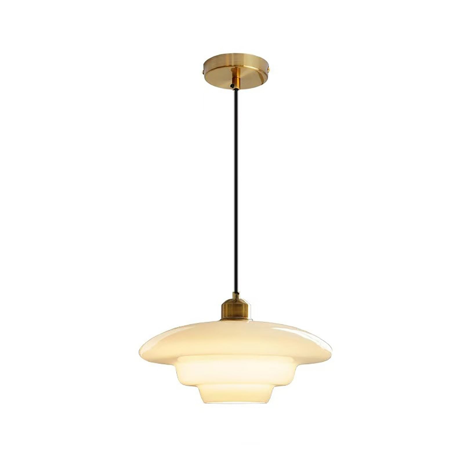 Photo 1 of S-Cevada Vintage 12.6in White Glass Pendant Light Modern Spherical Hanging Lamp with Gold Metal Socket for Kitchen Island Dining Room Bedroom Living Room Hallway (11.8in)