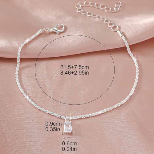 Image of Yalice 925 Sterling Silver Ankle Bracelets for Women Dainty 14K Gold Plated Anklets Set Shiny Waterproof Ankle Chain Cross Beach Foot Jewelry Gifts