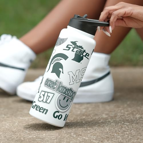 Image of Logo Brands NCAA Native 34 oz Quencher Water Bottle - | Local Icons Design | Double-Wall Insulated| Leak-Proof Lid & Built-In Straw