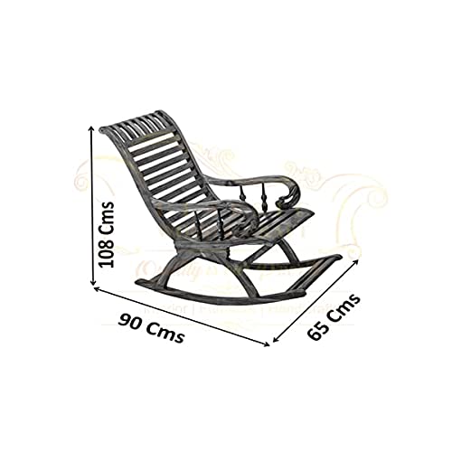 Image of CLASSIC WOOD & CRAFT Wooden Rocking Chair with Sheesham Wood, Rolling and Easy Seating (Model-B-18)