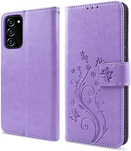 YIRSUR Case Compatible with Samsung Galaxy A13 5G Case with Glass Screen Protector and Touch pen, Wallet Case PU Premium Leather with Card Slots Magnetic Scratchproof Protect Flip Cover - Purple