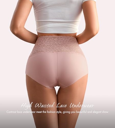 Image of SHARICCA High Waist Lace Underwear for Women Seamless Sexy Panties Ladies Stretch Full Coverage Briefs Pack