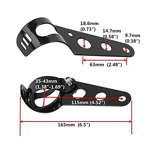 Image of ANKIA Universal 33mm-43mm Metal Motorcycle Modified Headlight Mount Brackets Clamp Fork Ear for Motorcycle Chopper Cafe Racer (Black)