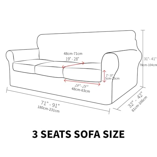 Housse de canapé extensible 3 places antidérapante avec housse coussin