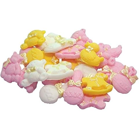 Baby Shower Cupcake Cake Decorations - 24 Edible Assorted Items (Girl Mix) Cover