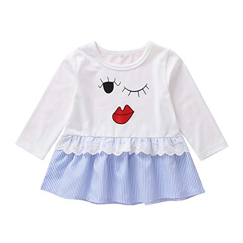 narutosak Vestidos da menina da criança, moda Kids Girls Cute Face Print manga comprida Lace Plissad