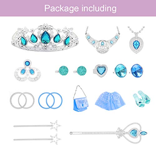 21 Pack Princess Pretend Jewelry Toy,Girl Dress Up toys Girl’s Jewelry Dress Up Play Set Included Crowns,Necklaces,Wands,Rings,Earrings,Skirt - Thumbnail 5
