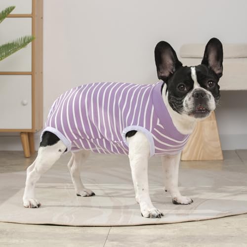 Image of Recovery Suits for Small Dogs, Dog Cat Surgery Suits Prevent Licking Double Care Abdominal Protection Onesie for Female Male (Purple, Small)