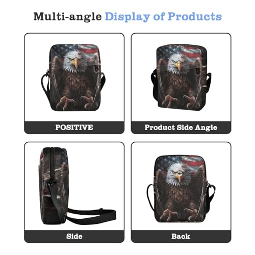 Crossbody Bag American Flag Eagle 4th Of July Independence Day Messenger Bag for Women Men Purse Shoulder Bag Satchel Bag with Adjustable Strap 214A70374