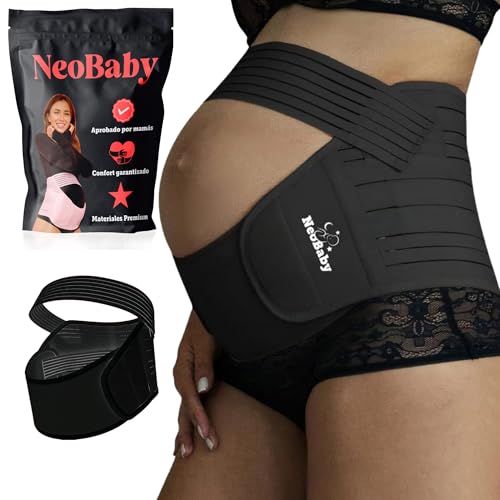 Faja Embarazada Sujeción. Faja Postparto Recuperación. Cinturón Maternidad para Embarazo. Alivia el dolor de espalda y pélvico. Apoyo perfecto para barriga y Pelvis (Negro, M)