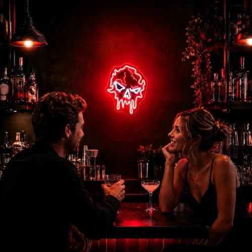 Image of Neon Sign, Skull Neon Signs for Wall Decor LED Signs Neon Light