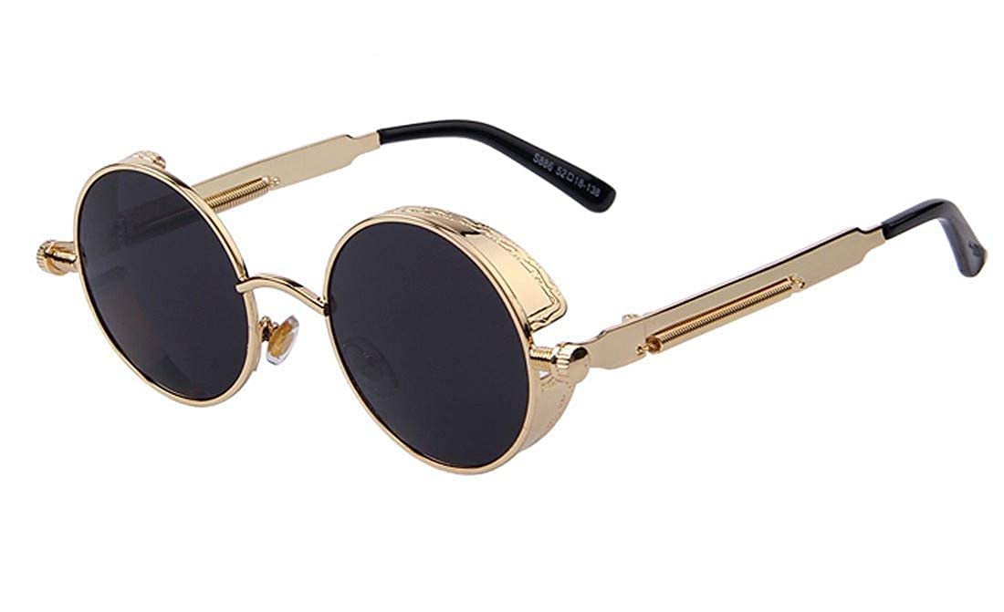 Premium Metal Round UV Protected Sunglasses | Tony Stark Trending | Light Weight, Durable, Metal, Premium Looks | Vintage Sunglasses | Men & Women | Medium | MTRG (Gold)-image-22