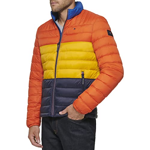 Image of Tommy Hilfiger Mens Embroidered Logo Puffer Jacket