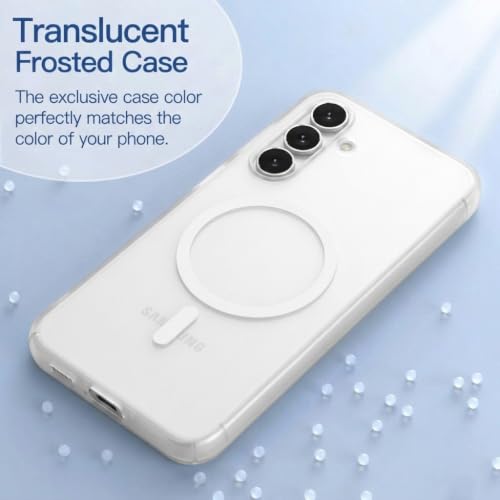 Image of DIZORO Matte Case for Samsung Galaxy A55 Compatible with MagSafe, Camera Lens Full Protection, Shockproof Translucent Frosted TPU Soft Phone Cover, Anti-Fingerprint (White)