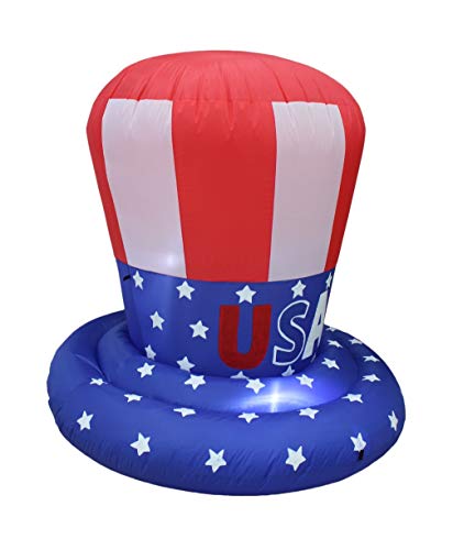4 Foot Tall Patriotic Independence Day 4Th Of July Inflatable American Flag Usa Uncle Sam Star Spangled Top Hat Lighted Blowup Party Decoration Outdoor Indoor Home Celebration Garden Yard Photo Prop #TOP2