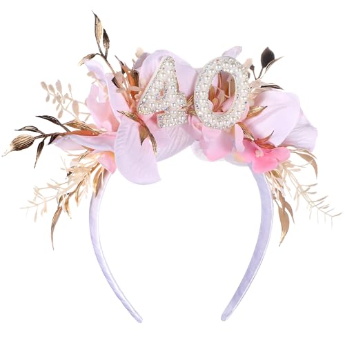 Handmade-Floral-Crown-Pink-Headband-with-Flowers-and-Pearls-Elegant-40th-Birthday-Accessory-for-Women