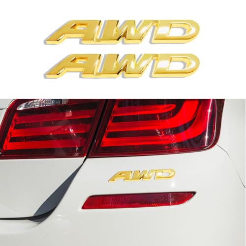 Image of 2PCS AWD Emblem Sticker, AWD Decals, 3D Metal Letter Badge Decal with Strong Adhesive, Universal Car Exterior Accessories Chrome Tailgate Side Badge Stickers Compatible with Vehicle, SUVs, Trucks