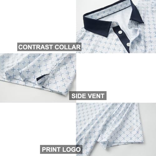 Camiseta Polo para Hombre de Golf, Secado Rápido y Transpirable, Manga Corta, Estampado miniatura 4