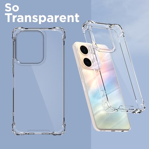 Image of Pikkme Back Cover for Oppo A5x PC + TPU Clear Transparent Raised Edges Shockproof Protective Phone Bumper Case(Transparent)