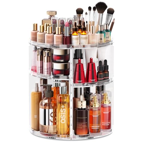 Auxmir Schminktisch Organizer mit 9 Einstellbaren Stufen, Make Up Organizer 360° Drehbar, Extra...