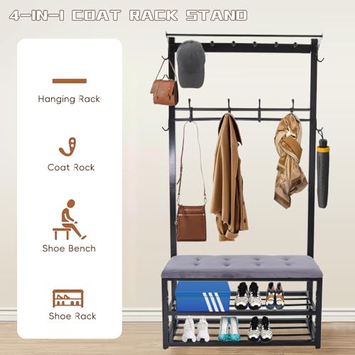 Portemanteau avec banc à chaussures pour optimiser l'espace des petits couloirs - 5