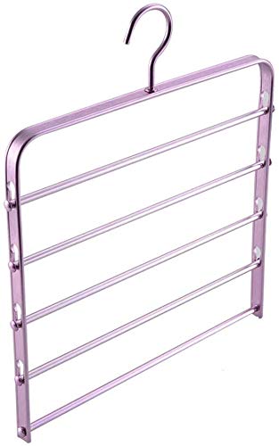 Cintres de pantalon gain de place MU en alliage d'aluminium violet à 5 niveaux