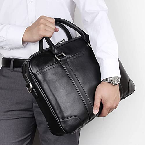 Computers Bags, Briefcases for Men, Messenger Shoulder Bags, Business Mens Genuine Leather Laptop Bags, Handbags (Color : Black)3