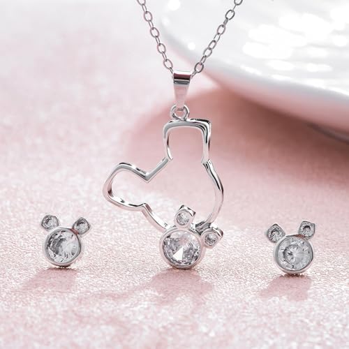 Stud Earrings Silver Plated Natural zircon Earrings and Necklace3