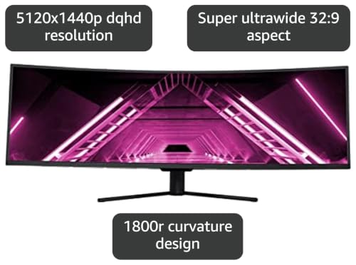 Image of Monoprice Curved Gaming Monitor - 49 Inch, 120Hz, 4ms, 5120x1440p, 32:9, DQHD, 1800R, Adaptive Sync, VA with Quantum LCD - Dark Matter Series