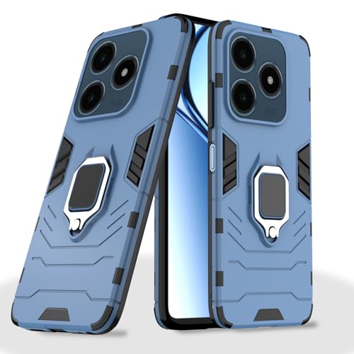 Image of Pikkme Back Cover for Realme C63 4G | 360 Protection | Ring Holder | Kickstand | Tough Armor Case (Blue)