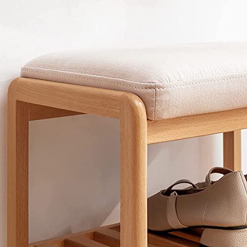 Banc d'entrée moderne en bois avec grand meuble à chaussures intégré