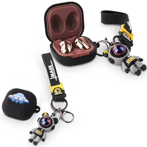 Suublg Case for Samsung Galaxy Buds FE(2023) / Buds2 Pro(2022) / Buds 2(2021) / Buds Pro(2021) / Buds Live(2020) Earbuds with Doll Lanyard, Cute Cartoon Skin Design, Silicone Wireless Cover