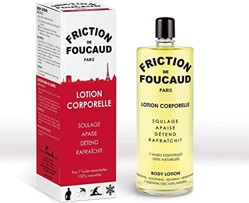 Foucaud - LA FRICTION - Lotion corporelle, Soulage, apaise, détend, rafraîchit, 7 Huile essentielle 100% naturelle - Huile corps - Marque Française depuis 1946 - Flacon Verre 250ml