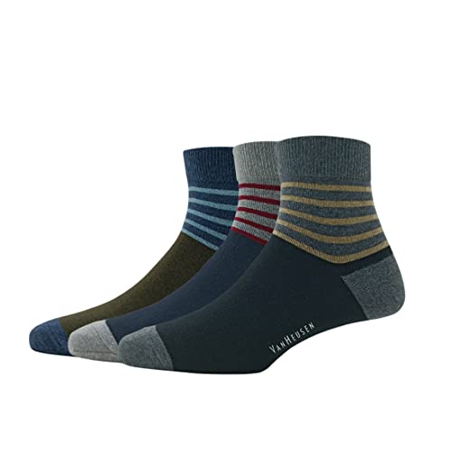 Buy Van Heusen Men's Cotton Quarter Length Socks (Pack of 3) Olive