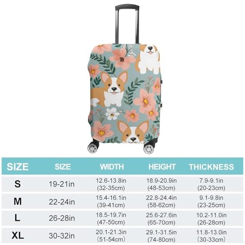 Corgi Floral Flowers Spring Garden Luggage Cover, Washable Elastic Suitcase Cover Protector Fit 18-32 Inch Luggage2
