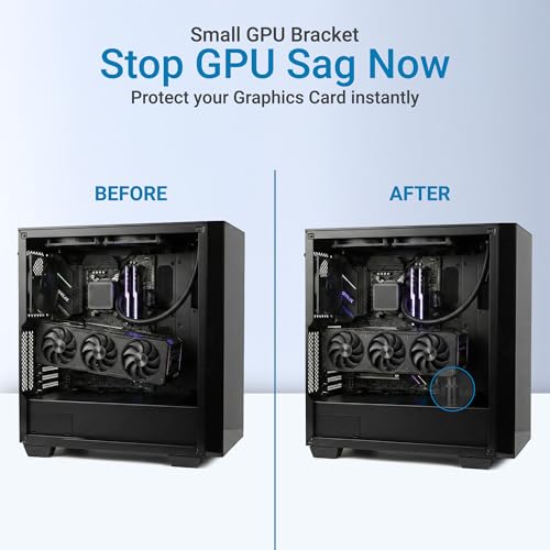 Image of Medium GPU Anti Sag Bracket Adjustable Height Aluminum Support Stand Magnetic for Graphics Card Holder RTX 5090 4090 5070 Mini ITX Micro ATX Tight Builds