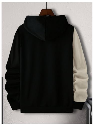 WDIRARA Men's Color Block Hooded Sweatshirts Letter Graphic Long Sleeve Drawstring Hoodies2