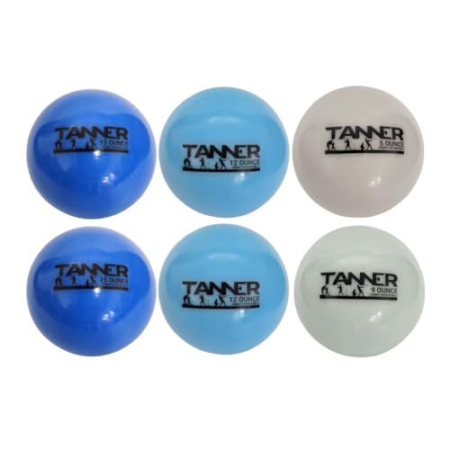 TANNER Weighted Balls for Baseball. Weighted Balls for Batting and Throwing Practice. Durable, Sand Filled Multi-Weight Set of 15 Ounce, 12 Ounce, 9 Ounce, and 5 Ounce Weighted Baseballs.