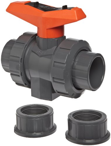 GF Piping Systems - 161375005 PVC True Union Ball Valve with Full Port, Two Piece, PTFE Seat, EPDM Seal, 1-1/4