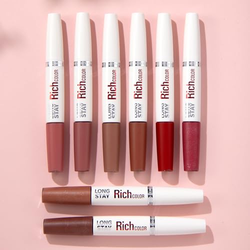 2-Step Liquid Lipstick Makeup, 5pcs Highly Pigmented Color with Moisturizing Balm, Long Lasting & Kiss-proof & Smudge-proof - Image 8