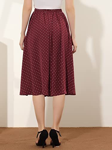 Allegra K Women's Valentine's Day Date Dinner Flowy A-Line Elastic Waist Flare Swing Midi Skirt4