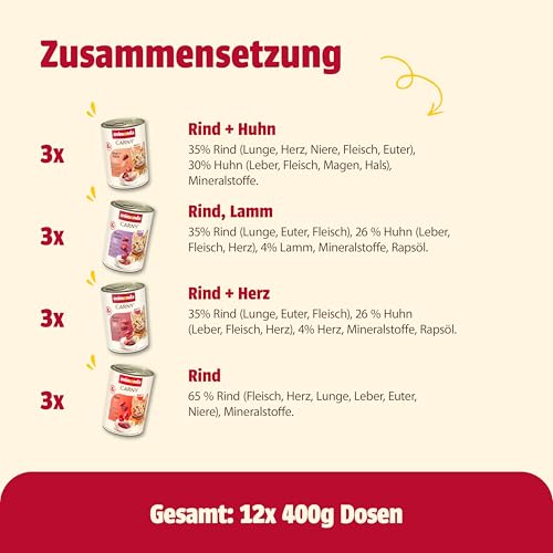 animonda Carny Adult Herzhafte Variation (12 x 400 g), Katzennassfutter für ausgewachsene Katzen, Nassfutter mit 100 % frischen, fleischlichen Zutaten, Katzenfutter ohne Getreide und Zucker