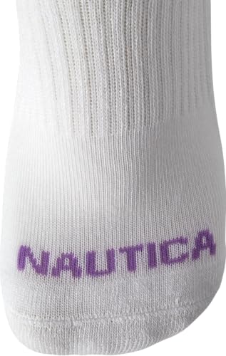 Image of Nautica Womens Quarter Socks Moisture Wicking Cushioned Socks, 12 Pack | Stretch Performance Dri-Motion Fabric, Cushioned with Arch Support, Breathable Mesh Panels, Quarter Cut, Shoe Size 4-10