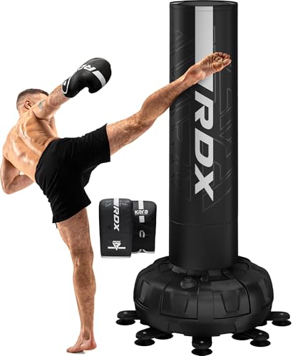 RDX Saco de Boxeo Pie XXL 150KG 6FT Puñetazos Guantes para Artes Marciales Mixtas, Pesado Peber Adultos, Equipo Entrenamiento Gimnasio Casa, 17 Ventosas Bolsa para Fitness MMA Training, Karate