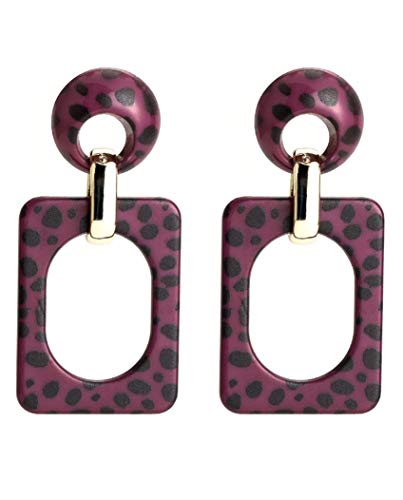 Preisvergleich Produktbild Musthaves Damen Retro Ohrringe Leopard - Ohrringe Square - 6,4x3 cm (Purpur)