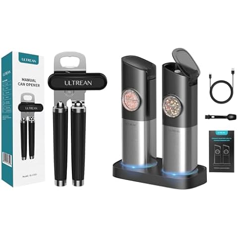 Ultrean Salt and Pepper Grinder Set & Manual Can Opener Cover